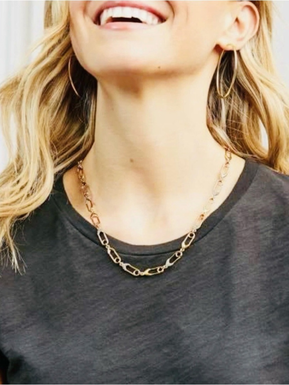 Stella & Dot Safety Pin Link Necklace